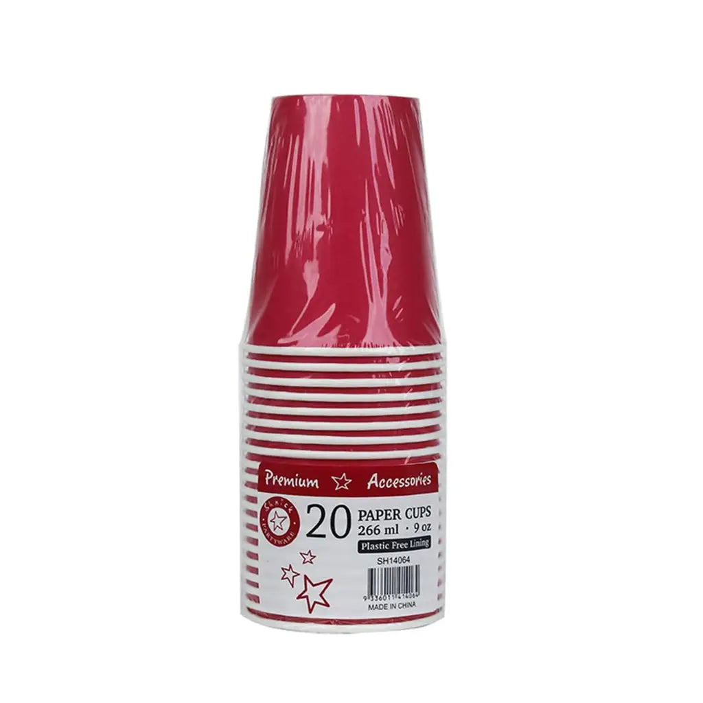 Shmick Plastic Free Paper Cups Magenta Pink 266ml 20PK SH14064
