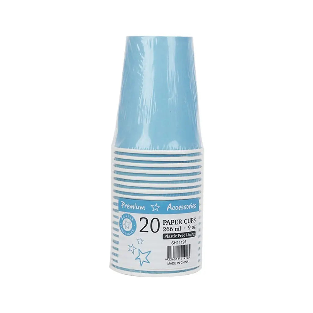 Shmick Plastic Free Paper Cups Sky Blue 266ml 20PK SH14125