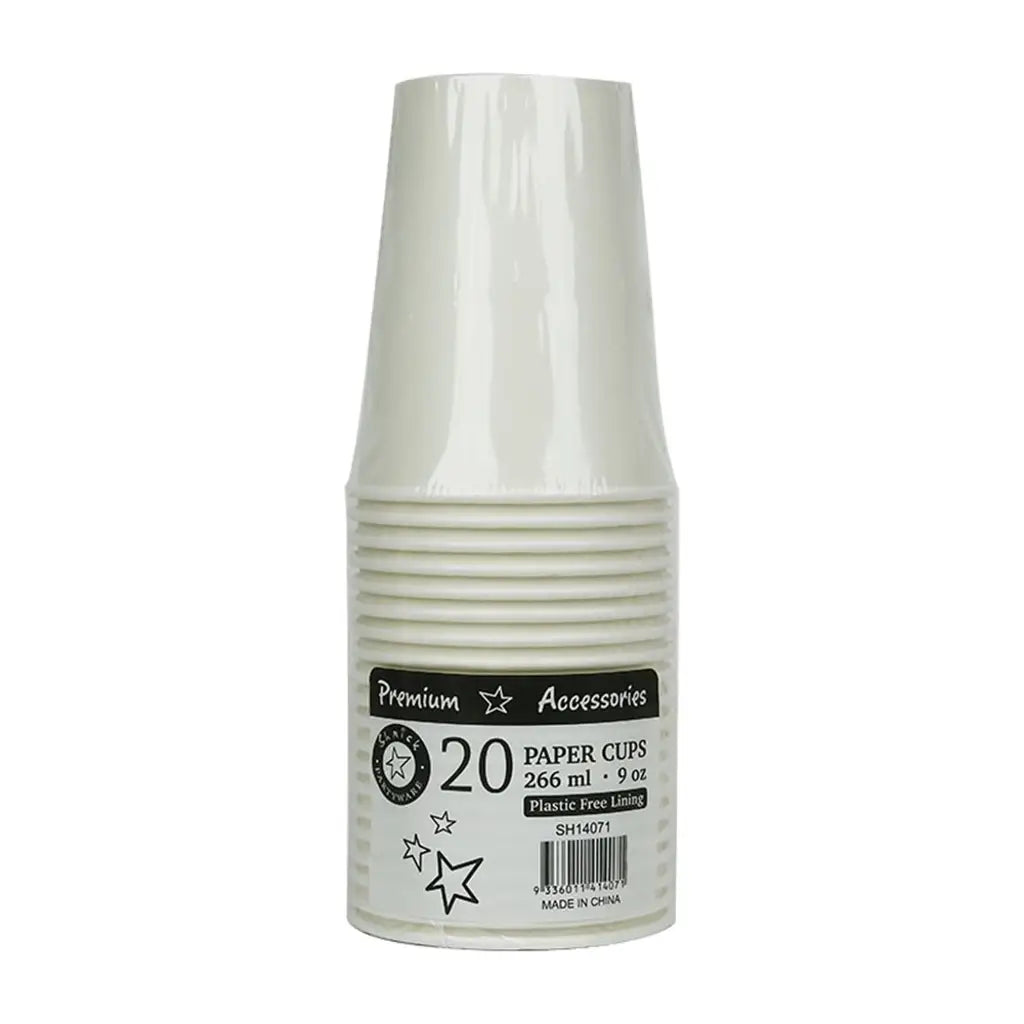 Shmick Plastic Free Paper Cups White 266ml 20PK SH14071