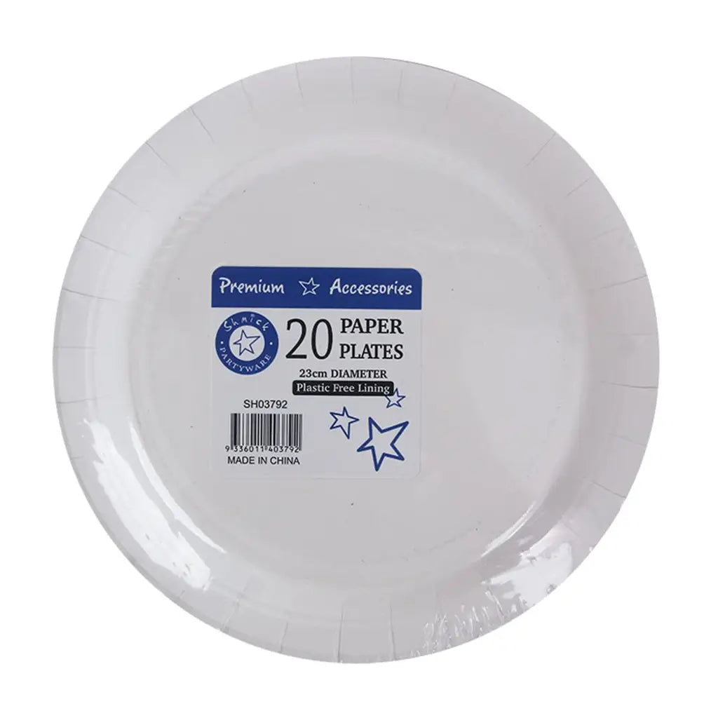 Shmick Plastic Free Paper Plate Azure Blue 23cm 20PK SH03792