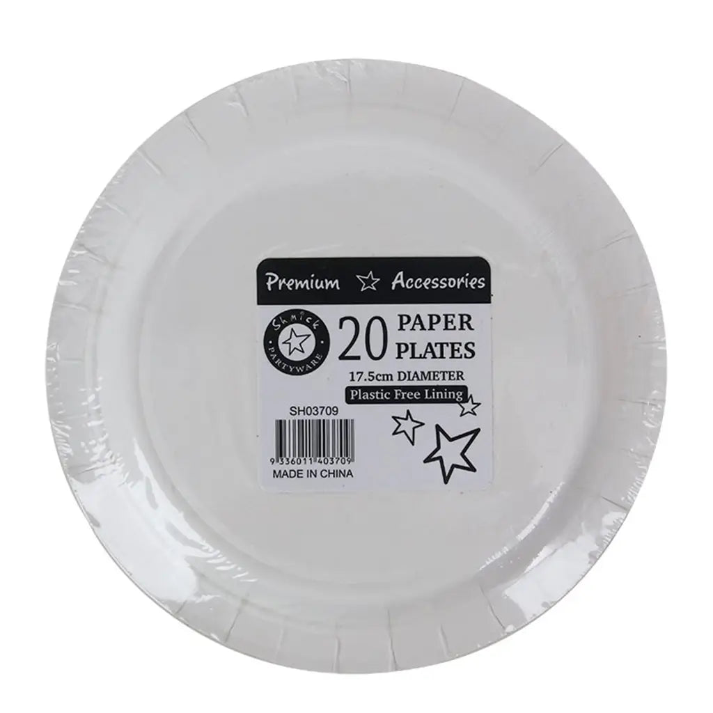 Shmick Plastic Free Paper Plate White 18cm 20PK SH03709