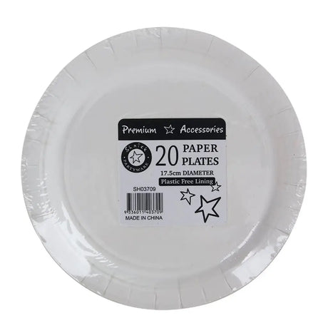 Shmick Plastic Free Paper Plate White 18cm 20PK SH03709