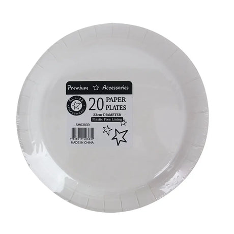Shmick Plastic Free Paper Plate White 23cm 20PK SH03839