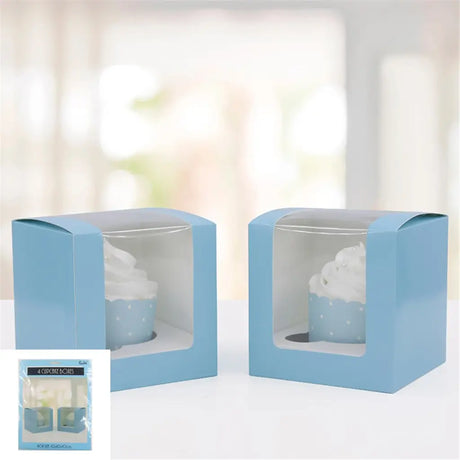 Shmick Single Cup Cake Box Blue 10x10x10cm 4Pk SH21201