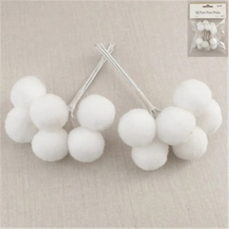 Shmick White Pom Pom Picks 16Pk A186756