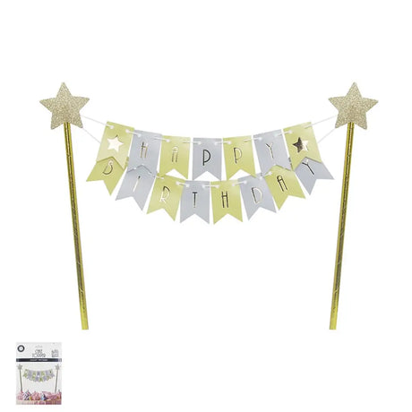 Shmick Yellow Bunting Happy Birthday Cake Topper SH22451