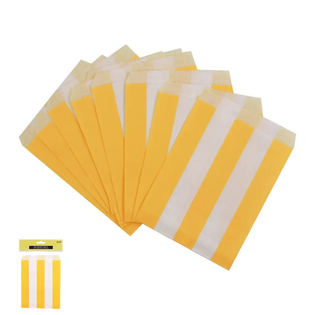 Shmick Yellow Striped Kraft Loot Bags 18PK SH20792