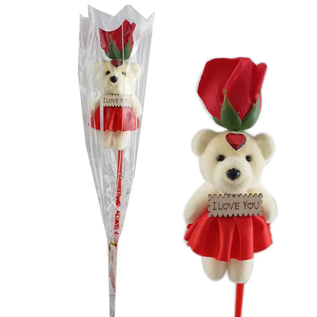 Single Rose with Bear K131506