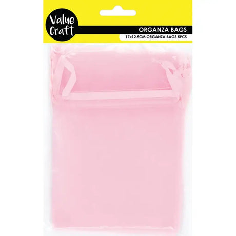 Small Organza Bag Baby Pink 17x12.5cm 5Pk VCSB17-BP