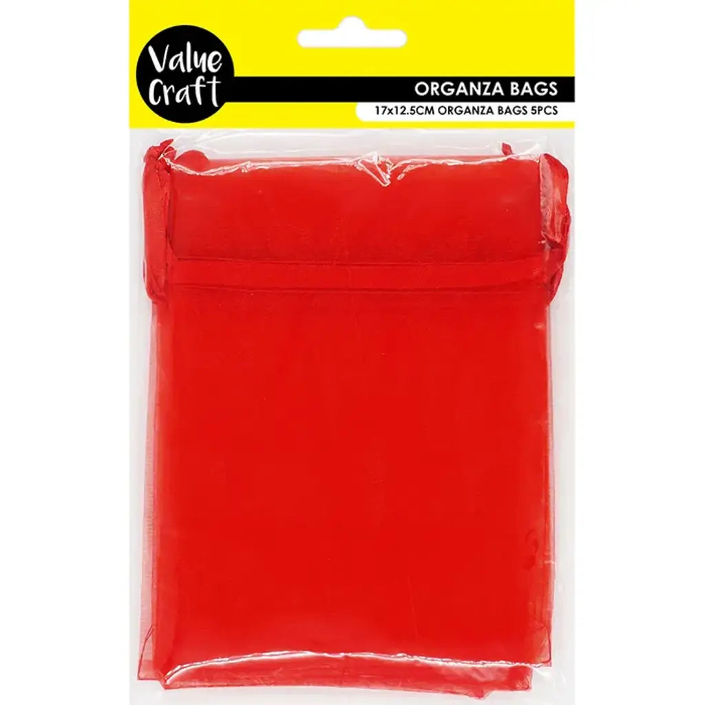 Small Organza Bag Red 17x12.5cm 5Pk VCSB17-R