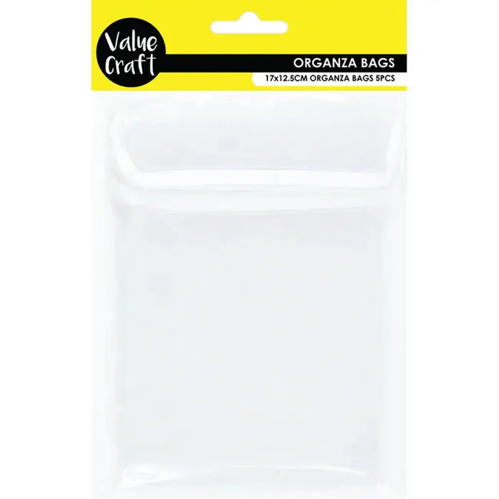 Small Organza Bag White 17x12.5cm 5Pk VCSB17-WH