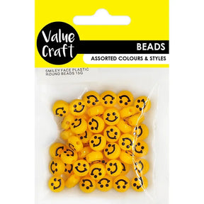 Smiley Face Plastic Round Beads 15g VCB111