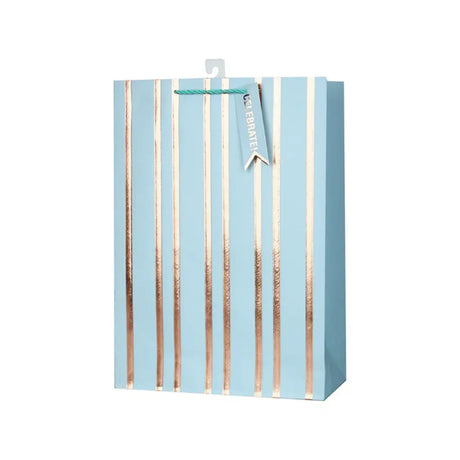 Snazzle Extra Large Blue Embossed Stripe Gift Bag 30x42x12cm SN13364