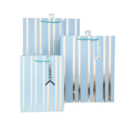 Snazzle Extra Large Blue Embossed Stripe Gift Bag 30x42x12cm SN13364