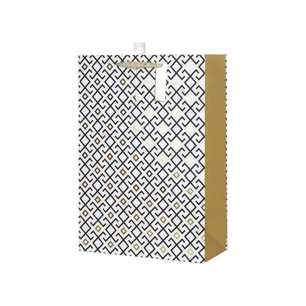 Snazzle Extra Large Geometric Gold & Black Gift Bag 30x42x12cm SN27712