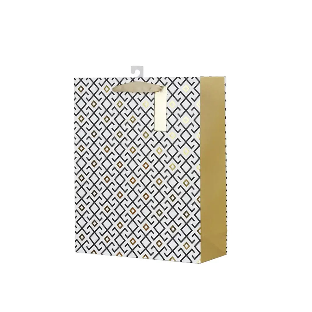 Snazzle Large Geometric Gold & Black Gift Bag 26x32x12cm SN27705