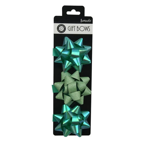 Snazzle Parakeet Green Bows 3PK 7.5cm SN39159
