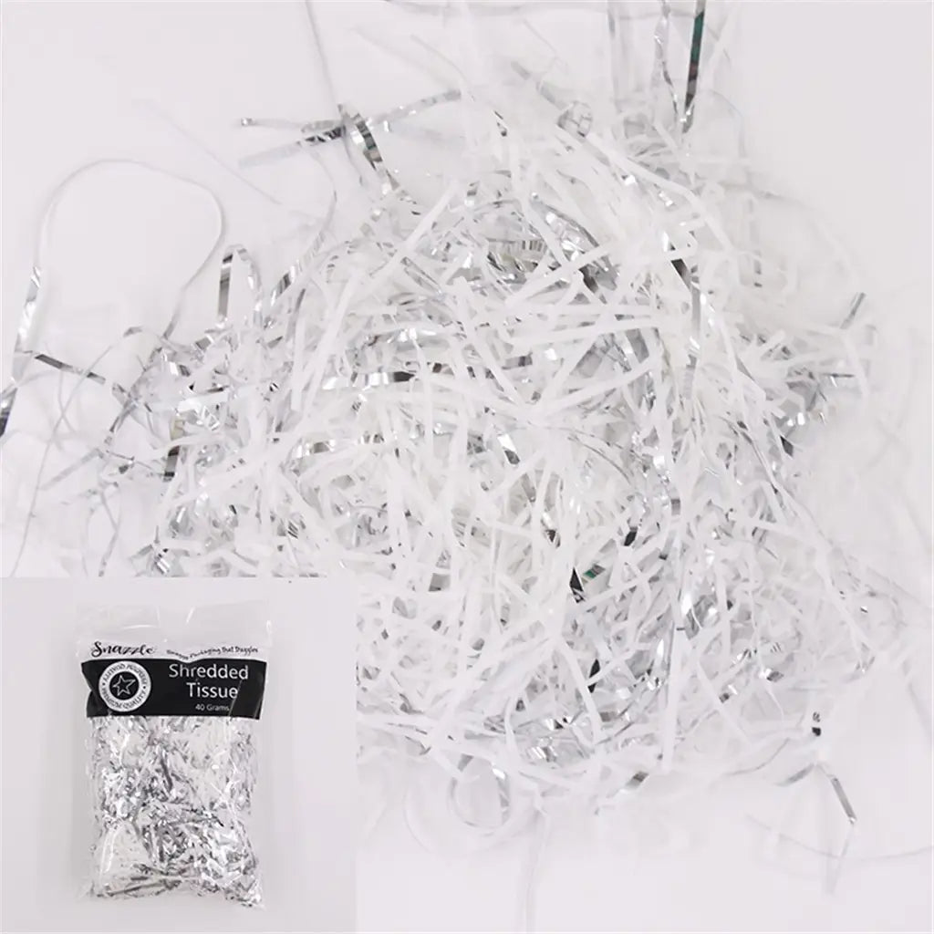 Snazzle White And Silver Shredded Paper 40g SN94154