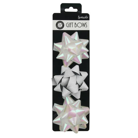 Snazzle White Bows 3PK 7.5cm SN39142