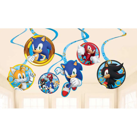 Sonic The Hedgehog Spiral Swirls Hanging Decorations 12Pk 671330
