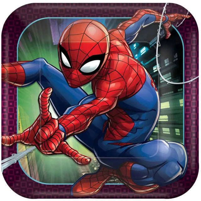 Spider-Man Webbed Wonder Square Paper Plates 23cm 8Pk 88056601