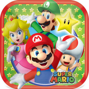 Super Mario Brothers Square Paper Plates 17cm 8Pk 88056830