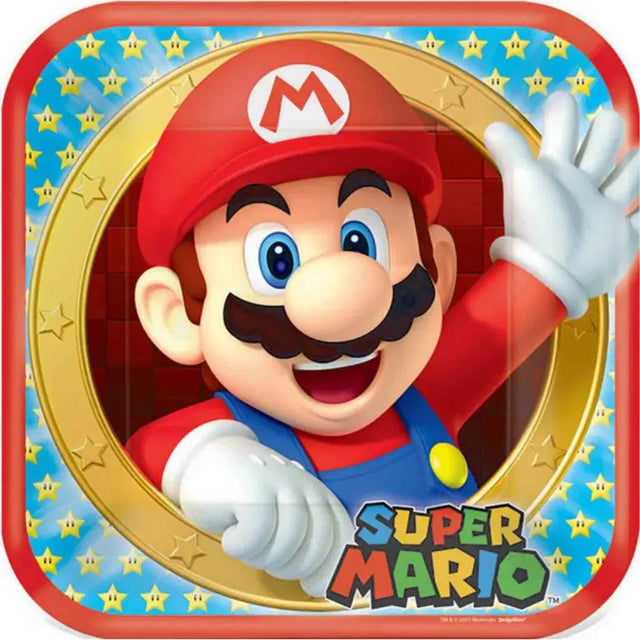 Super Mario Brothers Square Paper Plates 23cm 8Pk 88056847