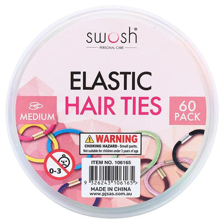 Swosh Metal Clasp Hair Ties Medium 4cm 60Pk 106165