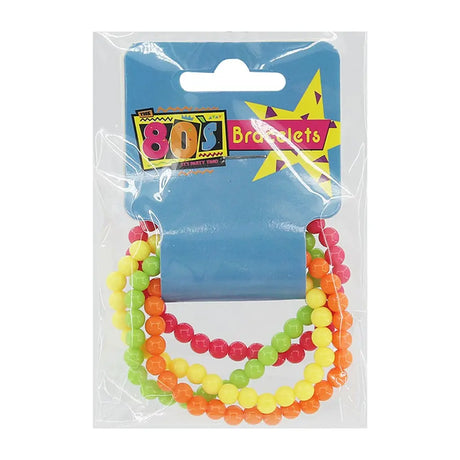 The 80s Assorted Neon Bead Bracelet 4PK A180242