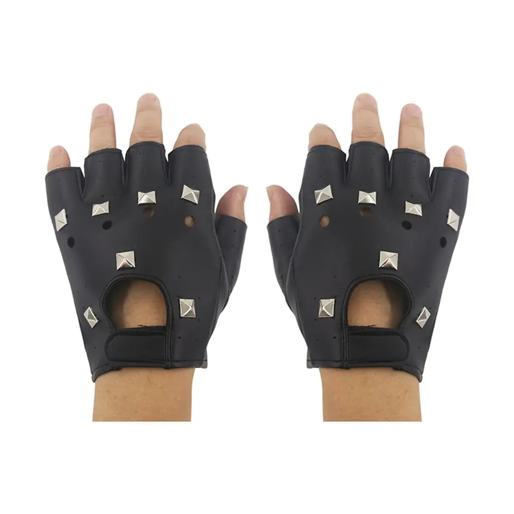 The 80s Black Punk PVC Gloves PP75481