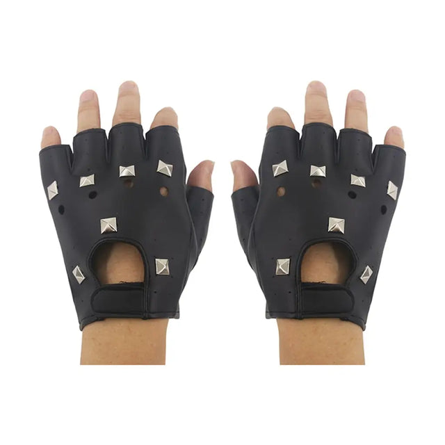The 80s Black Punk PVC Gloves PP75481