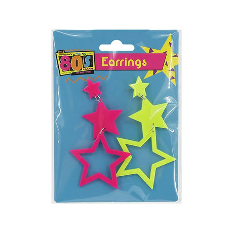 The 80s Pink And Yellow Star Earrings PP18751
