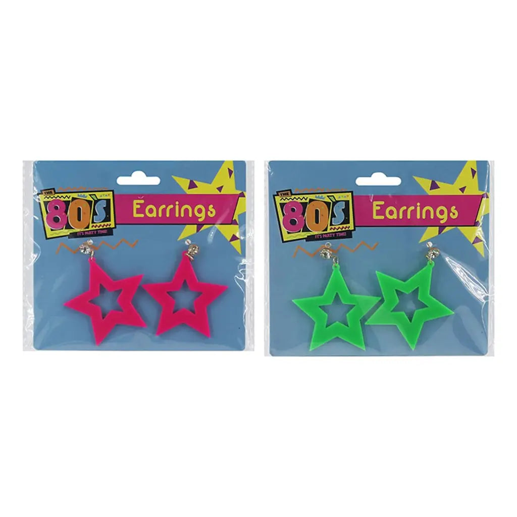 The 80s Pink Or Green Neon Star Earrings PP89105