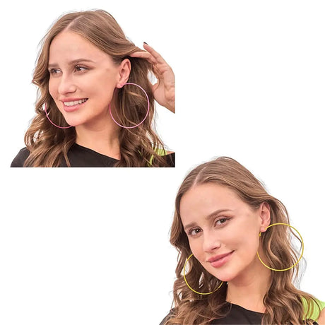 The 80s Pink or Yellow Large Hoop Earrings 9cm PP11414