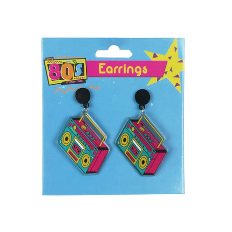 The 80s Retro Ghetto Blaster Boom Box Earrings PP11568
