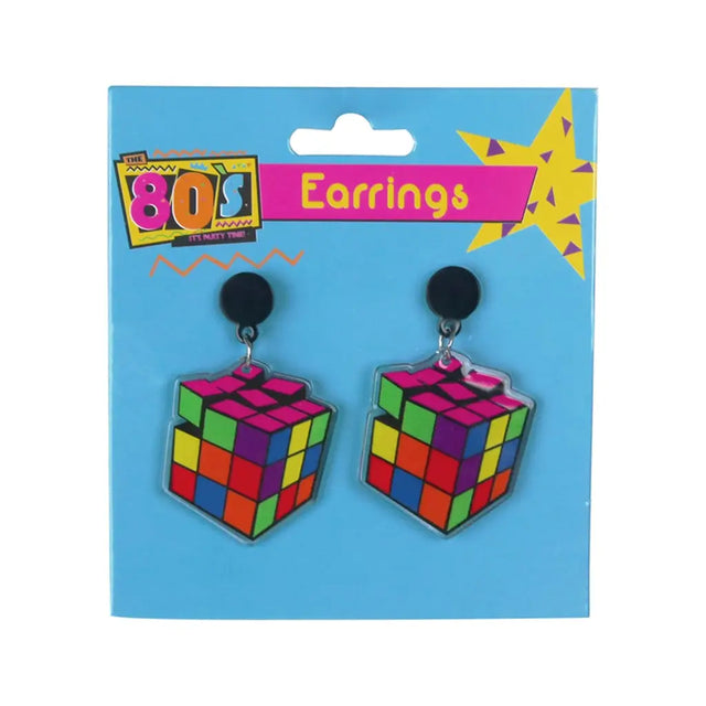 The 80s Rubiks Puzzle Cube Earrings PP11278