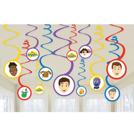 The Wiggles Party Spiral Decorations 12Pk 8846114