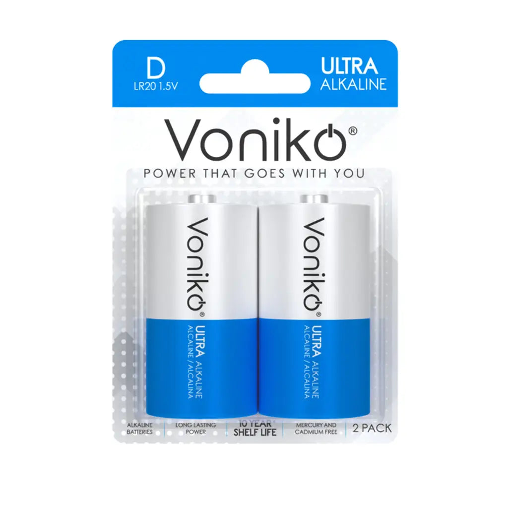 Voniko Alkaline Batteries D LR20 2Pk VN024621