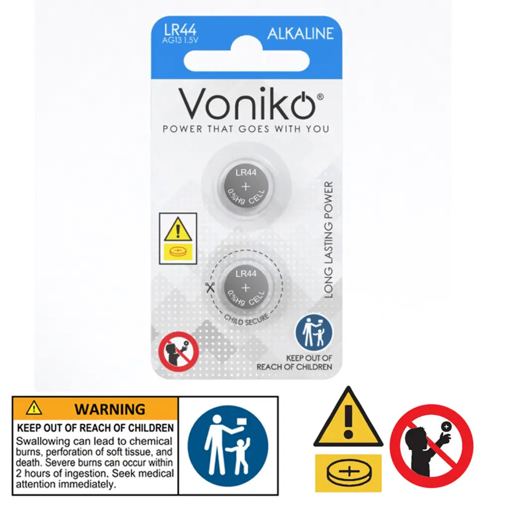 Voniko Alkaline Button Battery Ag13 2Pcs VN037331