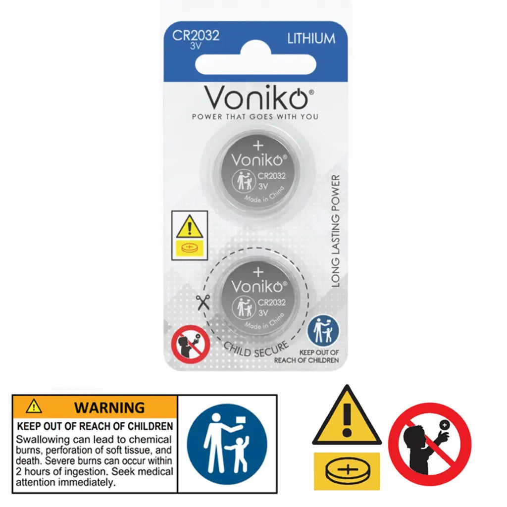 Voniko Lithium Button Battery Cr2032 2Pcs VN037270