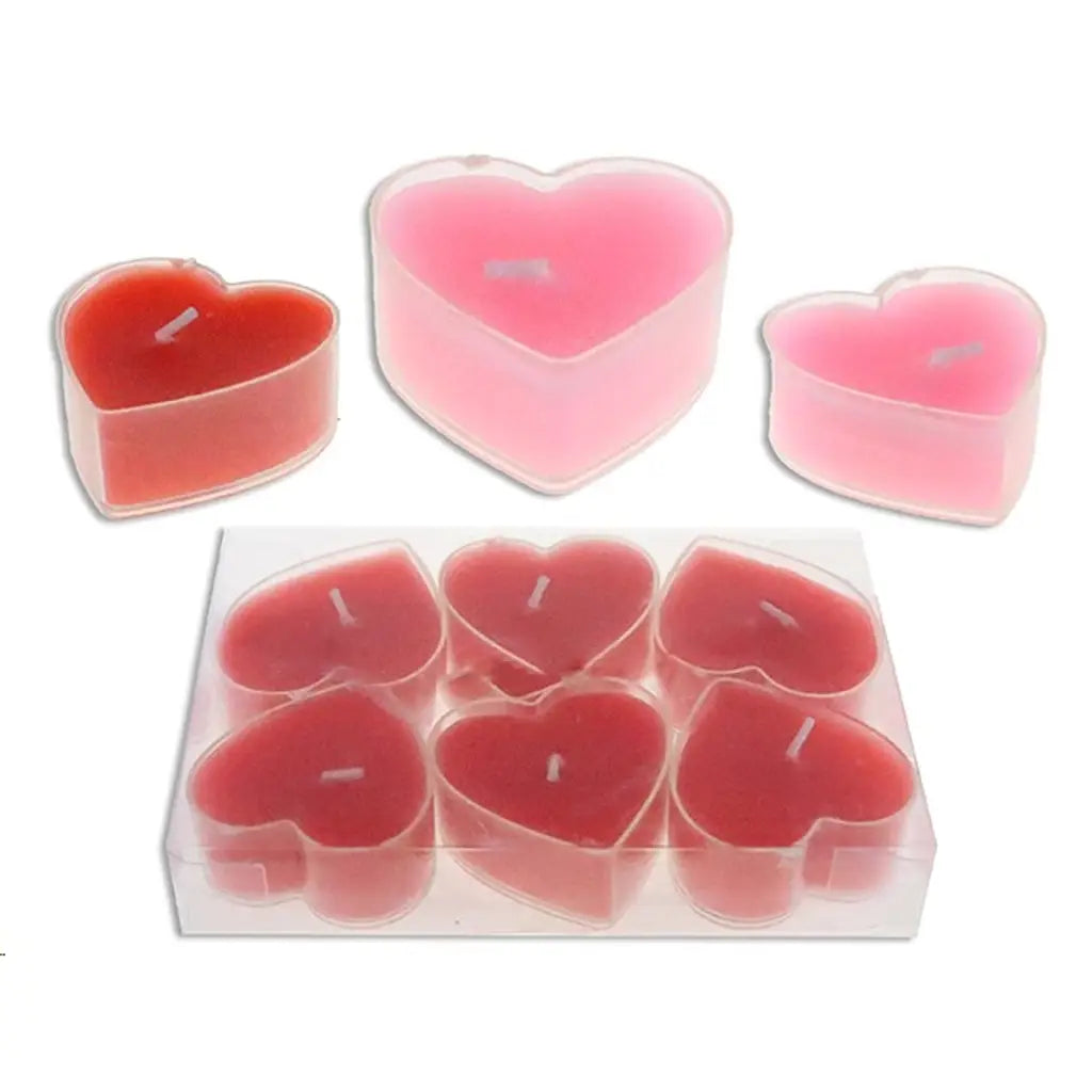 Vtine Heart Shaped Tea Light Candle 3.8cm 6Pk VA36241