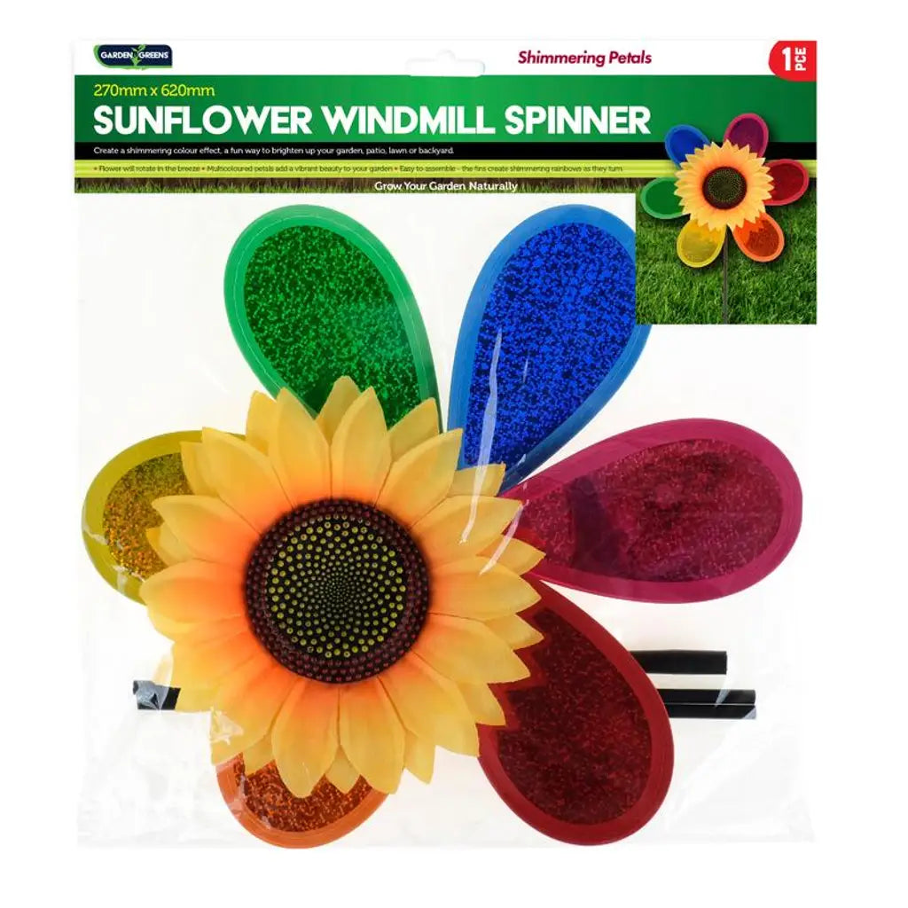 Windmill Spinner Sunflower Centre Metallic Multi-Colour 27x65cm 267620