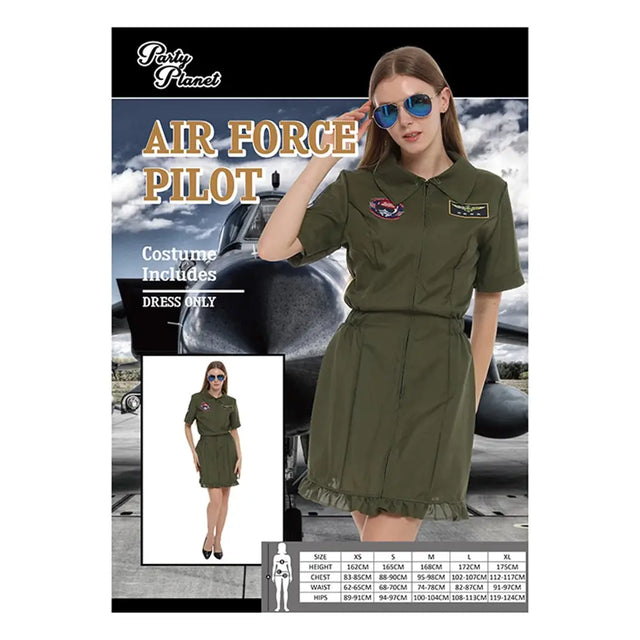 Womens Military Pilot Costume Including Dress PP25360