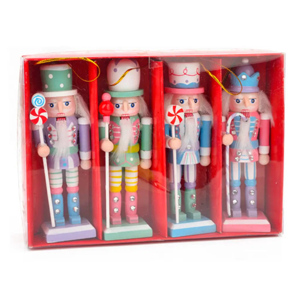 Wood Nutcracker 3.5X3X12.5cm Candy Dsns Pink 4Asst XM194495