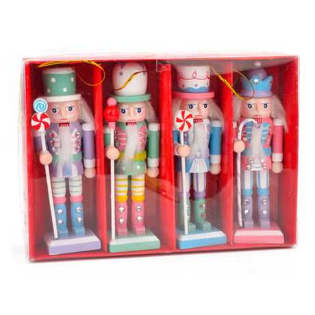 Wood Nutcracker 3.5X3X12.5cm Candy Dsns Pink 4Asst XM194495