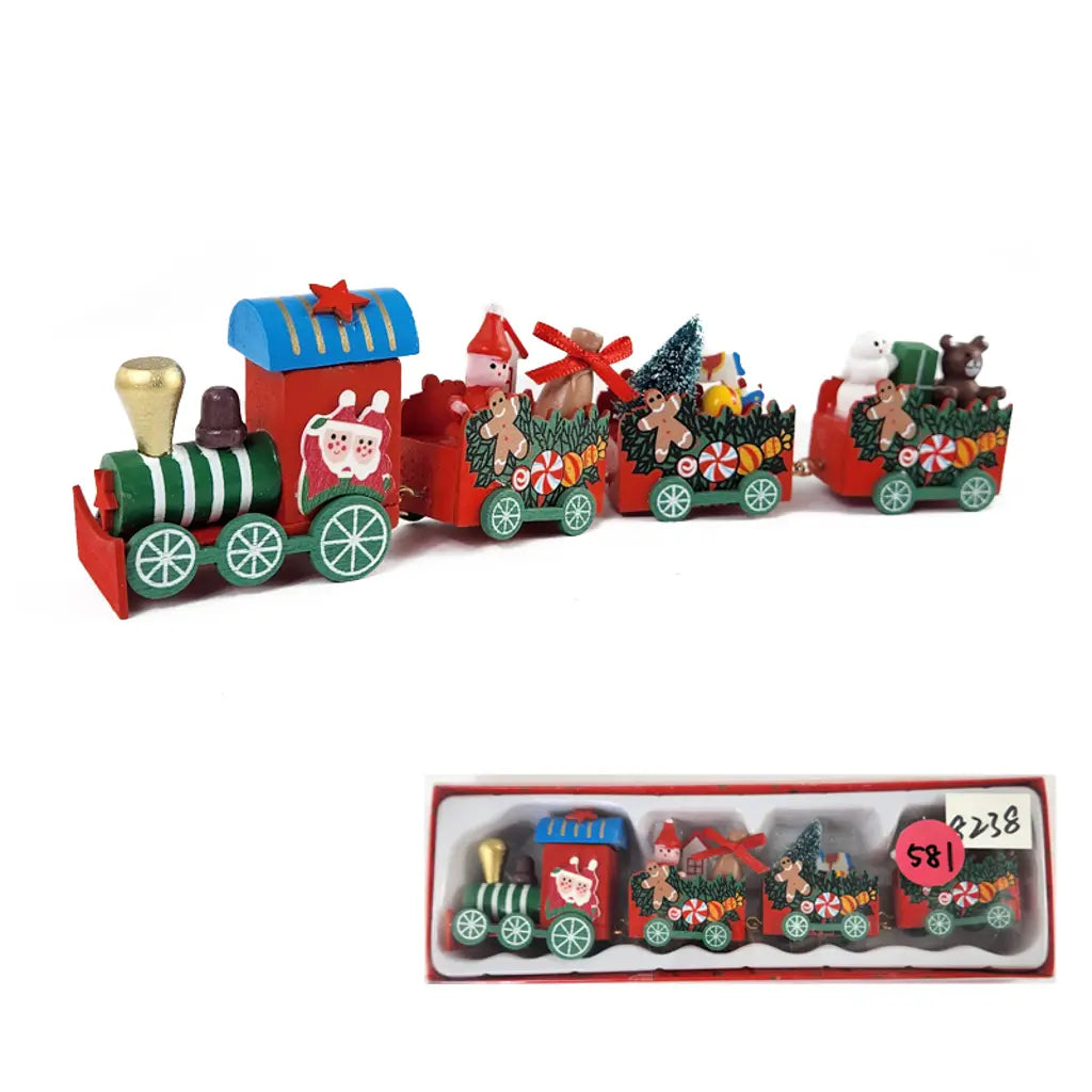 Wood Xmas Train 4Piece 22.5x7.2x2.7cm XM194747