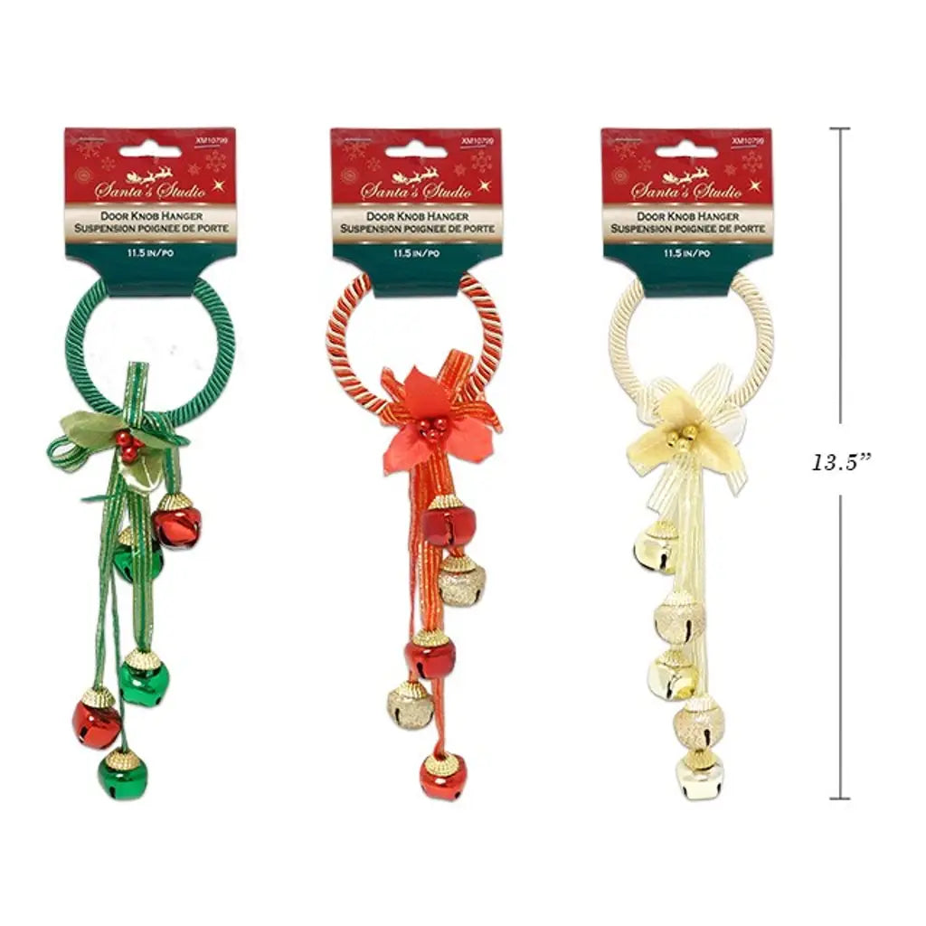 Xmas Bell Door Knob Hanger 29cm 3Asst XM10799