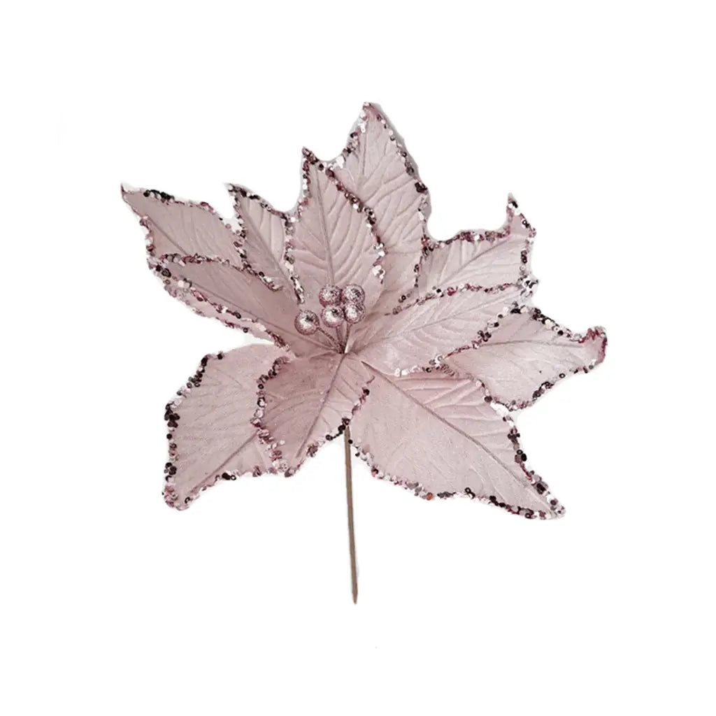 Xmas Flower 30X31cm Glitter Edge Pink XM216081PK