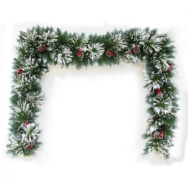 Xmas Garland 270cm Snowy Mixed Leaves Pinecones & Berries XM121798