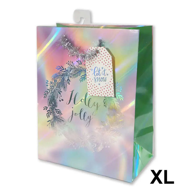 Xmas Gift Bag Rainbow Laser Xl 33x45x12.7cm XM210355